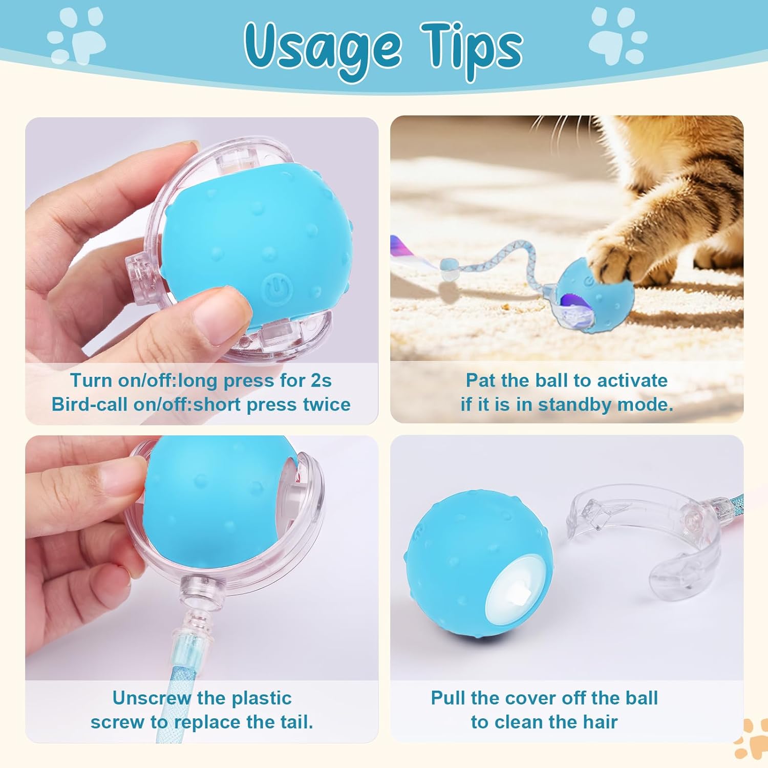 Pelota de juguete motorizada inteligente interactiva para gatos, 2...