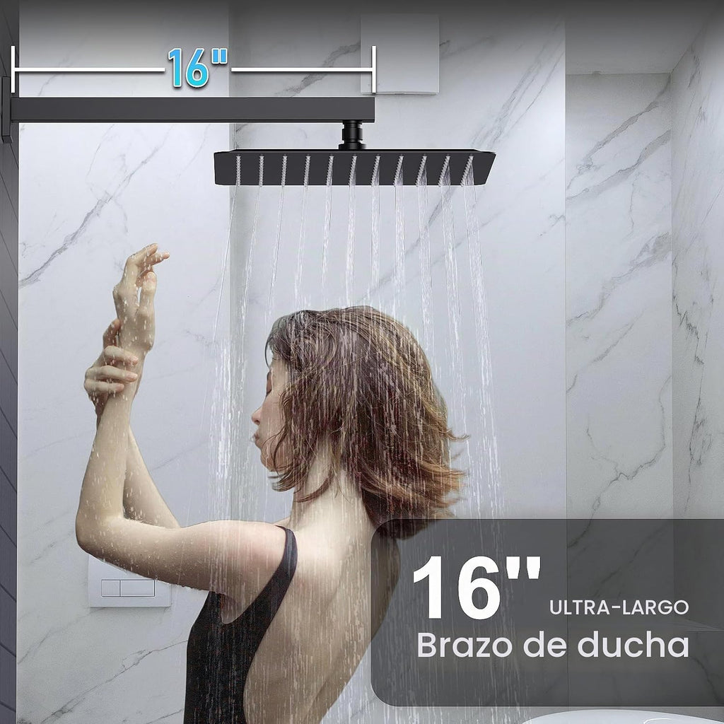 KOJOX - Sistema de ducha de 12 pulgadas negro con cabezal de ducha...