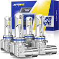 AUTOONE Combo de bombillas 9005 9006, 80,000LM 6000K blanco súper b...