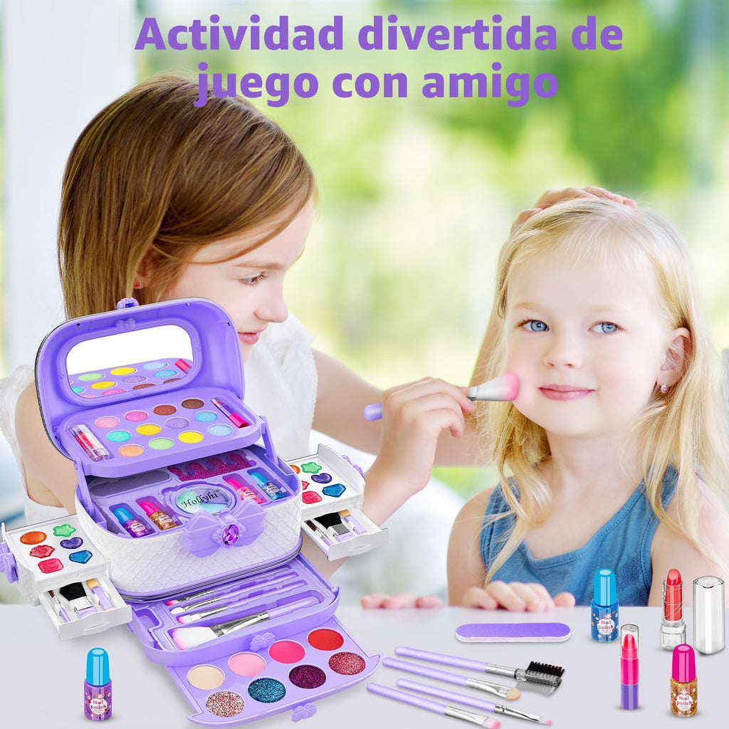 Hollyhi 58 piezas de kit de maquillaje para niñas, juguetes de prin...