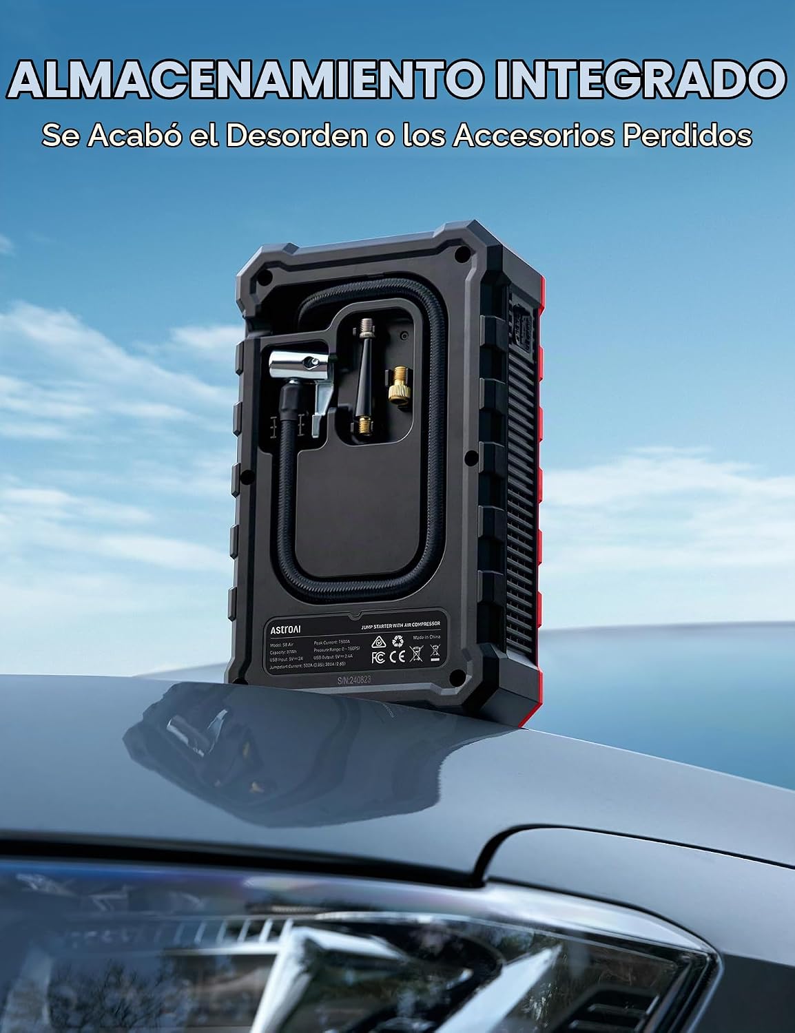 AstroAI - Arrancador portátil S8 con compresor de aire, pico de 150...