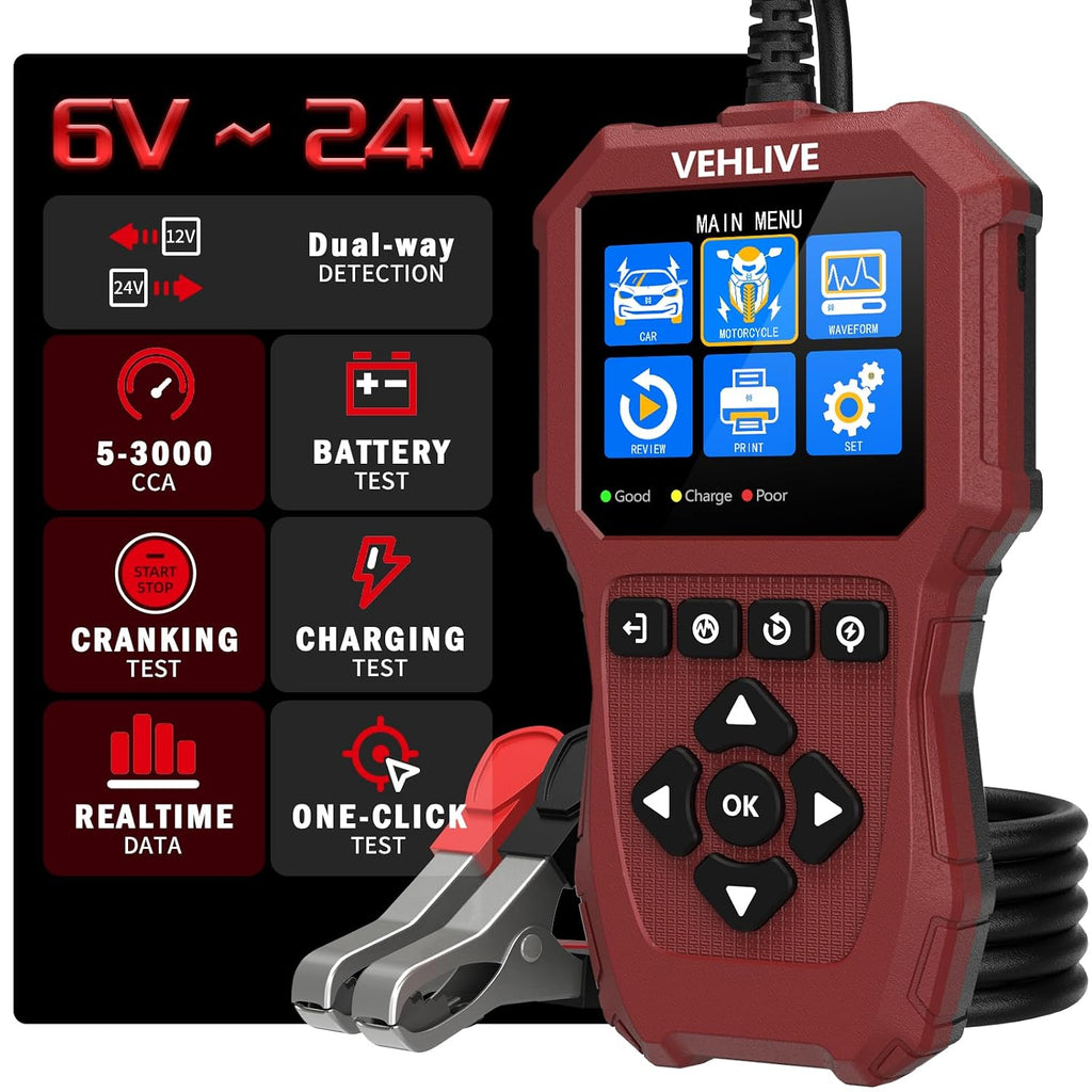 BT911 5-3000CCA - Probador de batería de automóvil de 6 V, 12 V y 2...