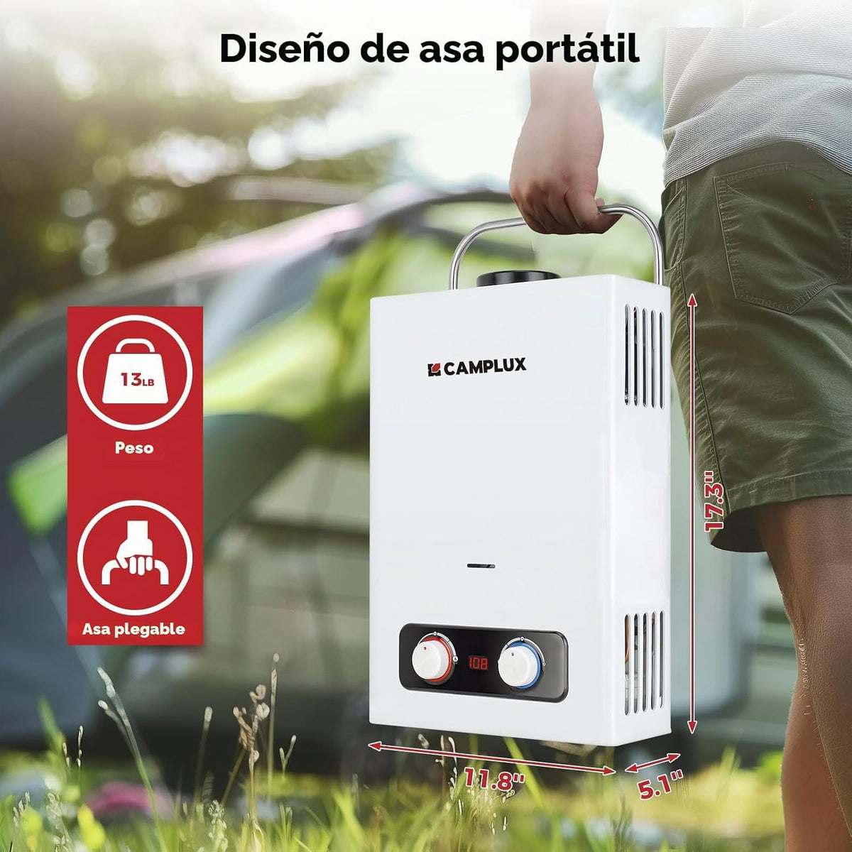 Calentador de agua sin tanque, Camplux 1.58 GPM - Calentador de gas...
