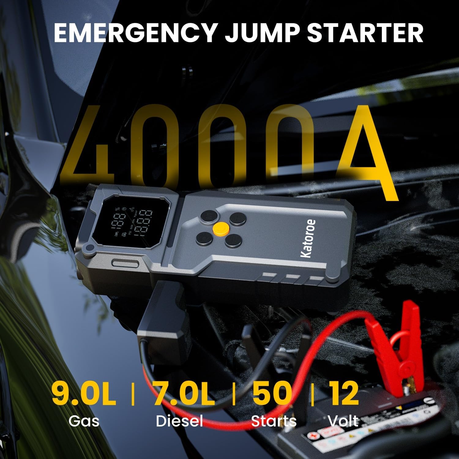 Arrancador de salto con compresor de aire, Jump Box 4000A arrancado...