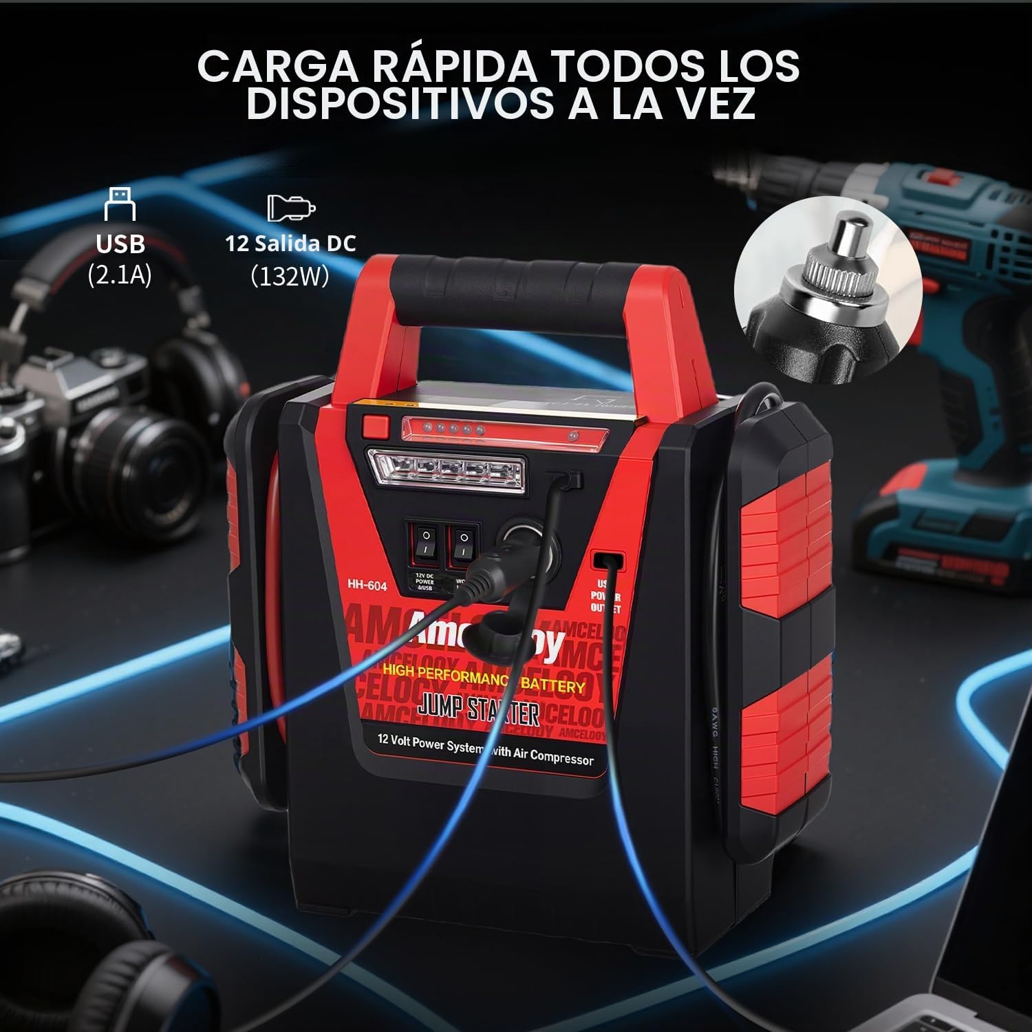 Arrancador de 2000A con compresor de aire - Arrancador de batería p...