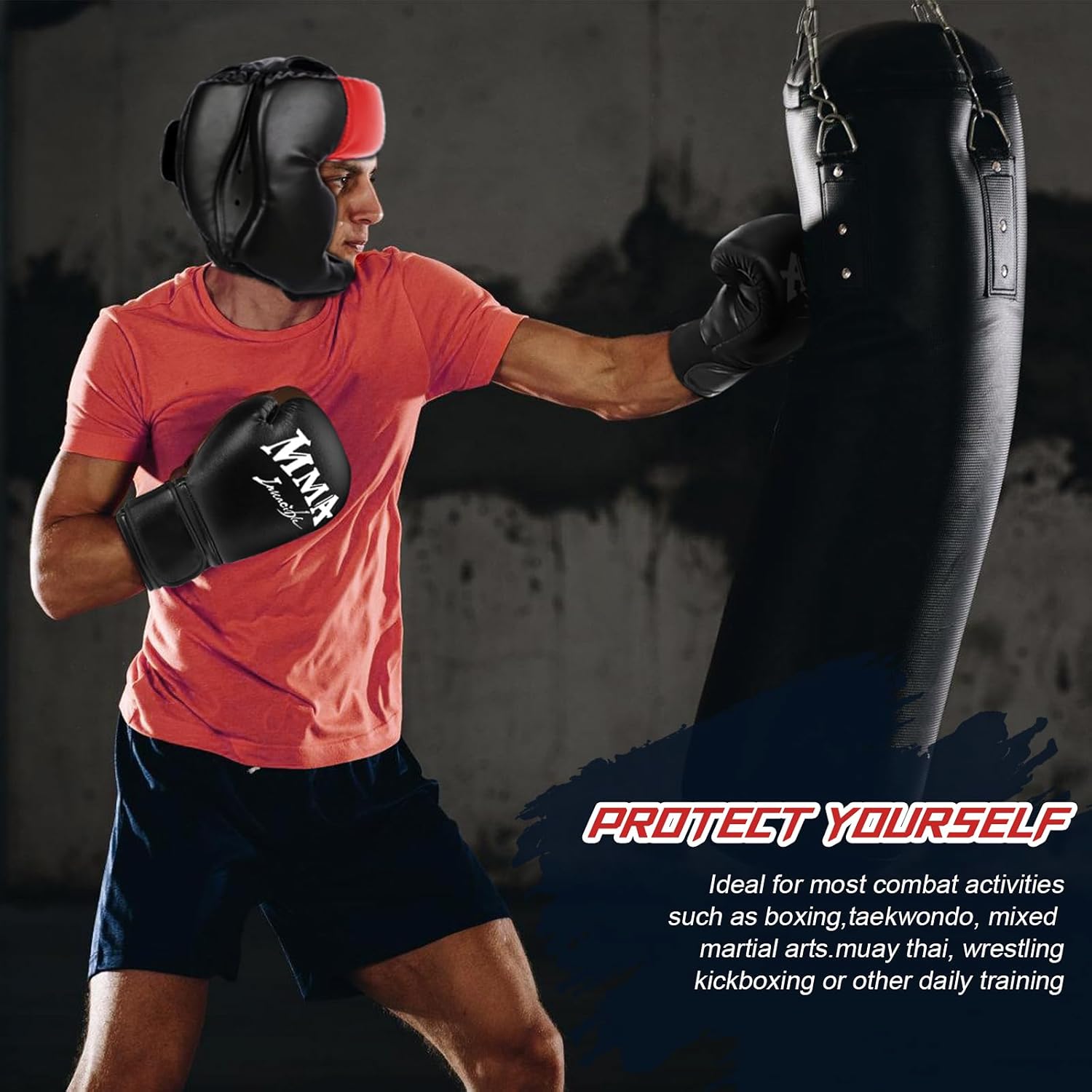 YORWHIN Protector de cabeza de combate con guantes - Casco de segur...