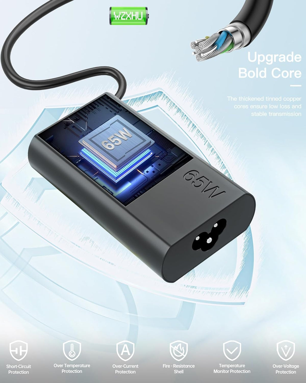WZXHU Cargador de laptop USB-C delgado de 65 W compatible con Lenov...