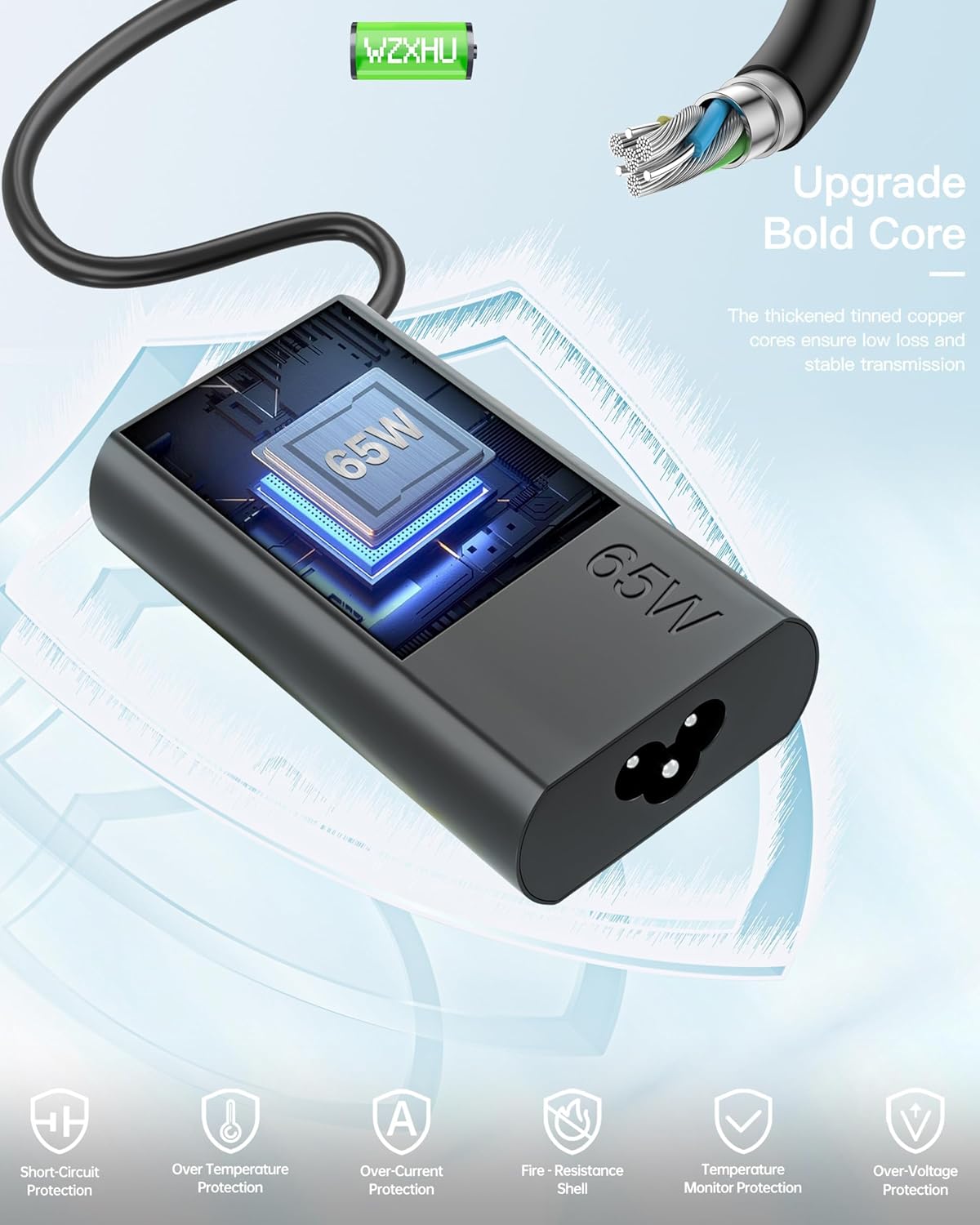 WZXHU Cargador de laptop USB-C delgado de 65 W compatible con Lenov...