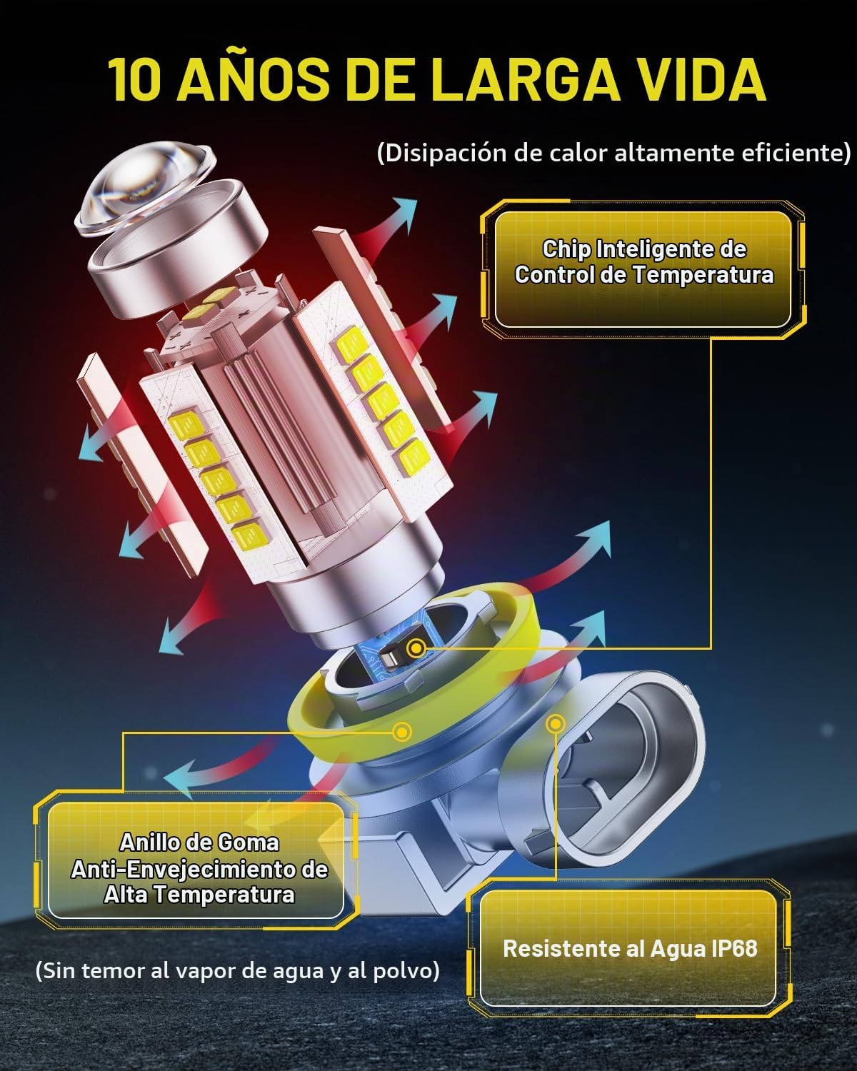 AUXITO Bombillas LED antiniebla H11\/H8 mejoradas, 6500 K blanco fr...