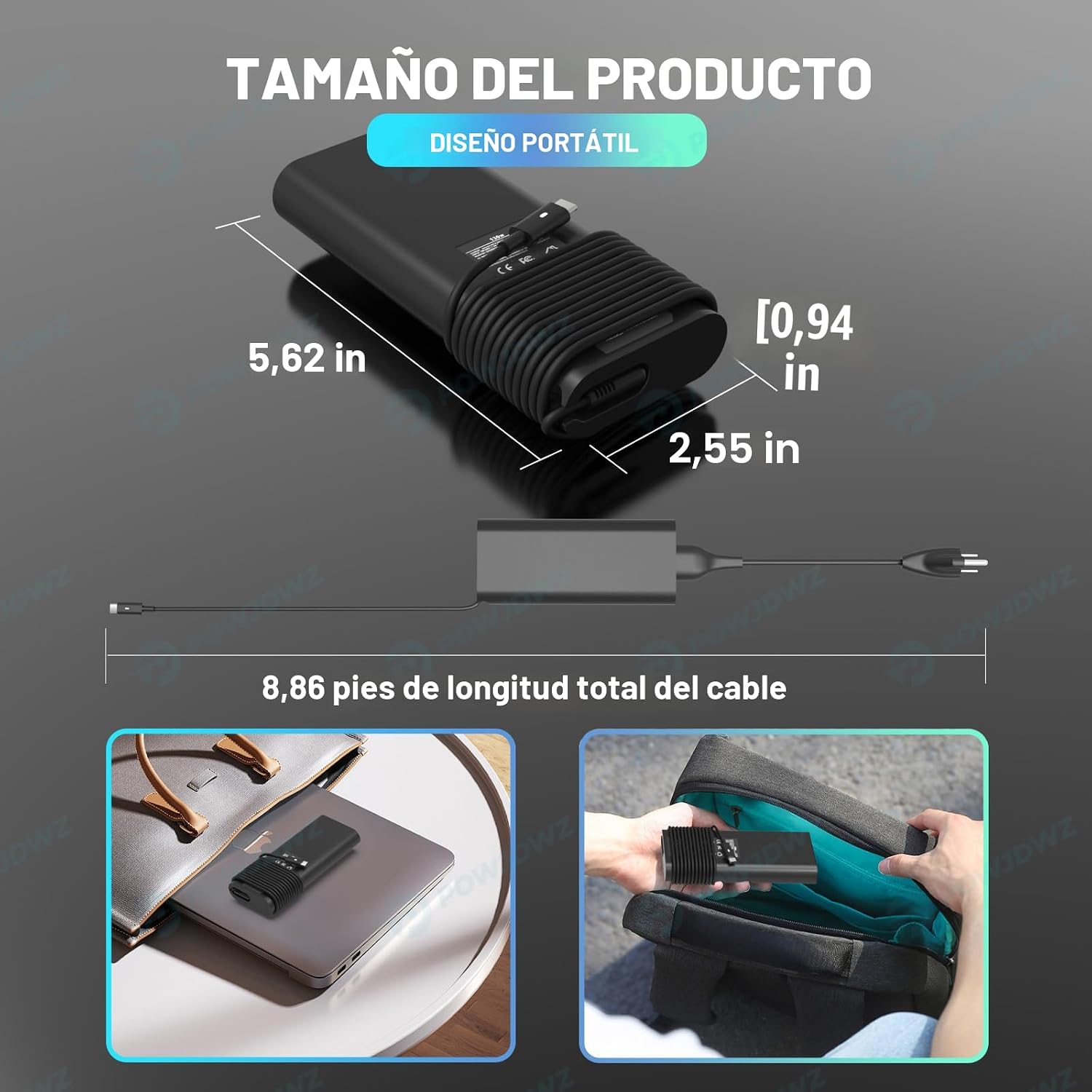 Cargador USB tipo C de 130 W compatible con Dell XPS 15 17 9500 951...