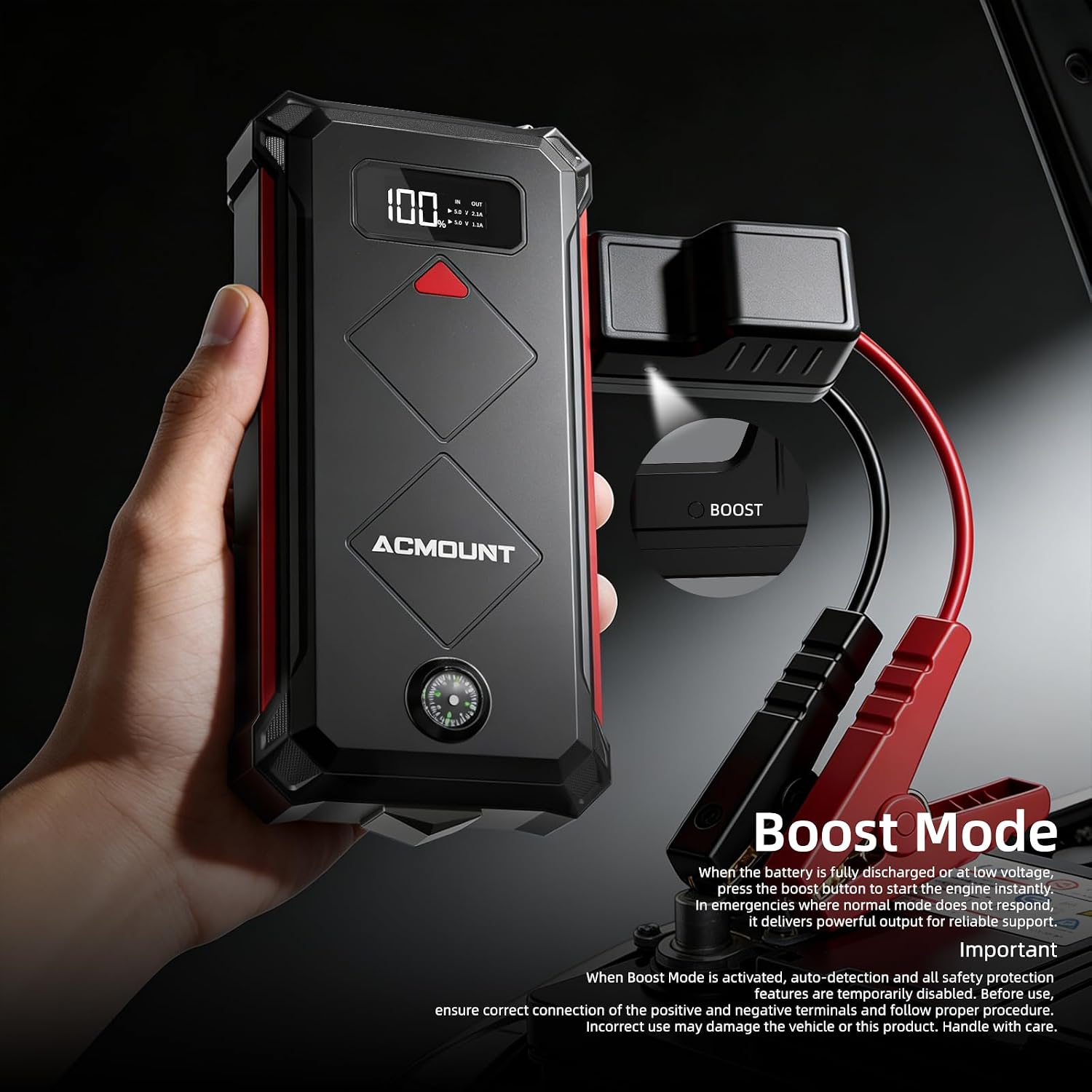 Acmount P100 - Arrancador de auto P100, paquete de batería de arran...