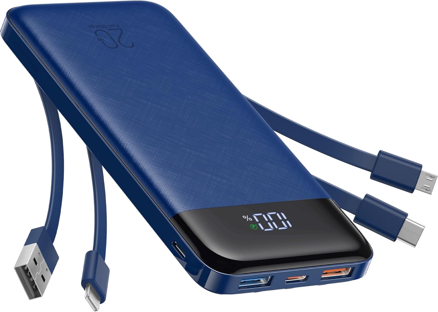 Charmast Cargador portátil de 20000mAh con cables incorporados, ban...