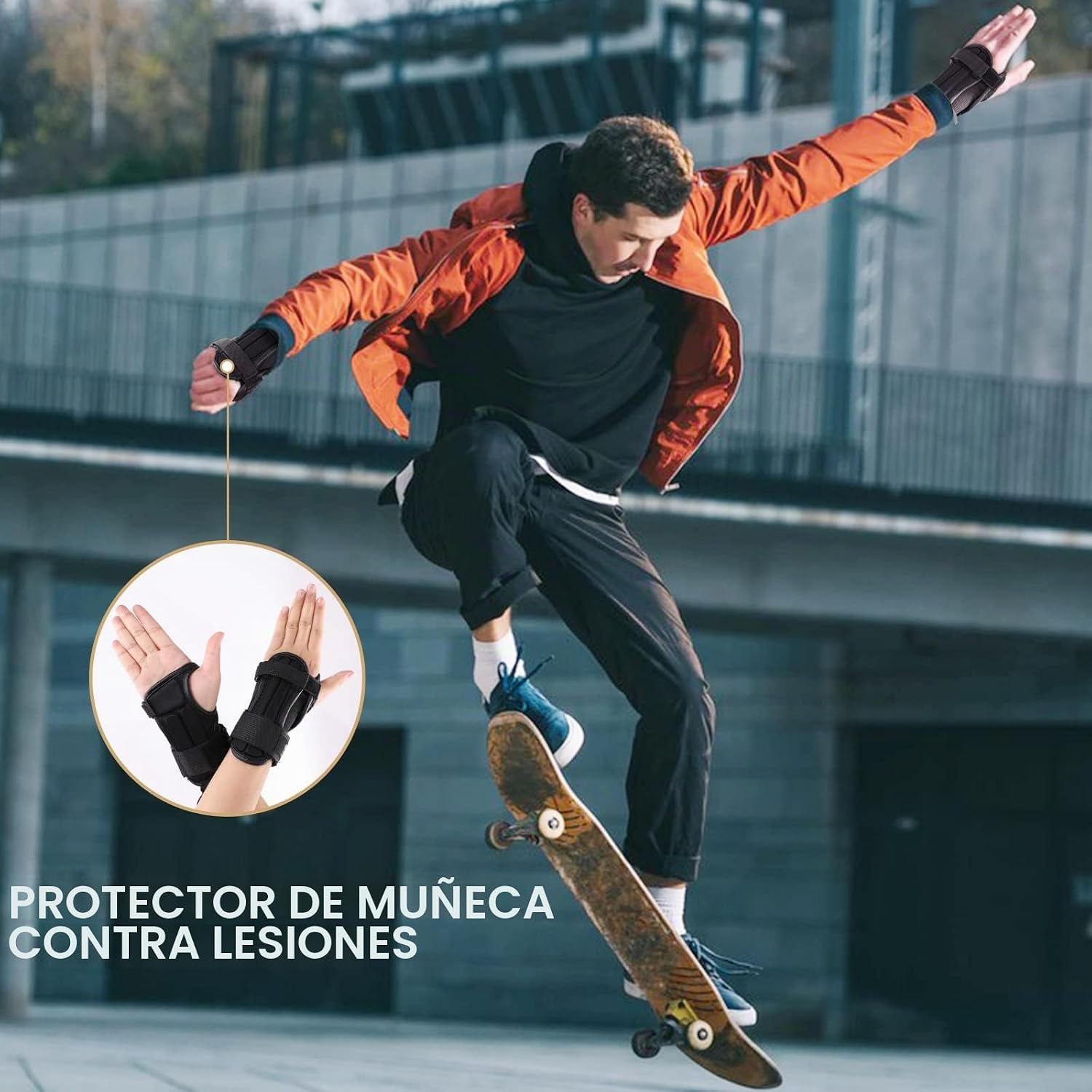 Muñequera, soporte de muñeca para patinaje sobre ruedas, snowboard,...