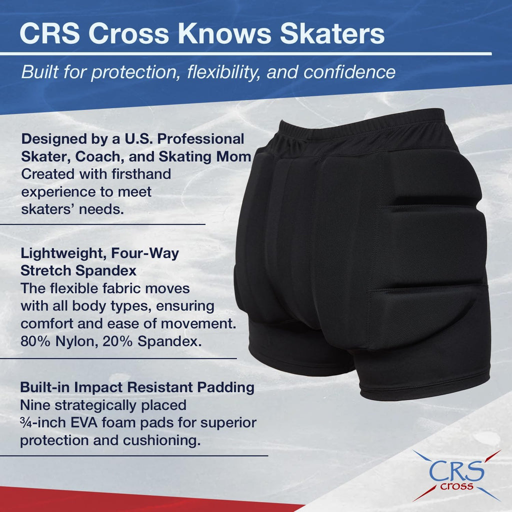 CRS Cross Padded Figure Skating Shorts. Crash Pad Pants for Hip \/...