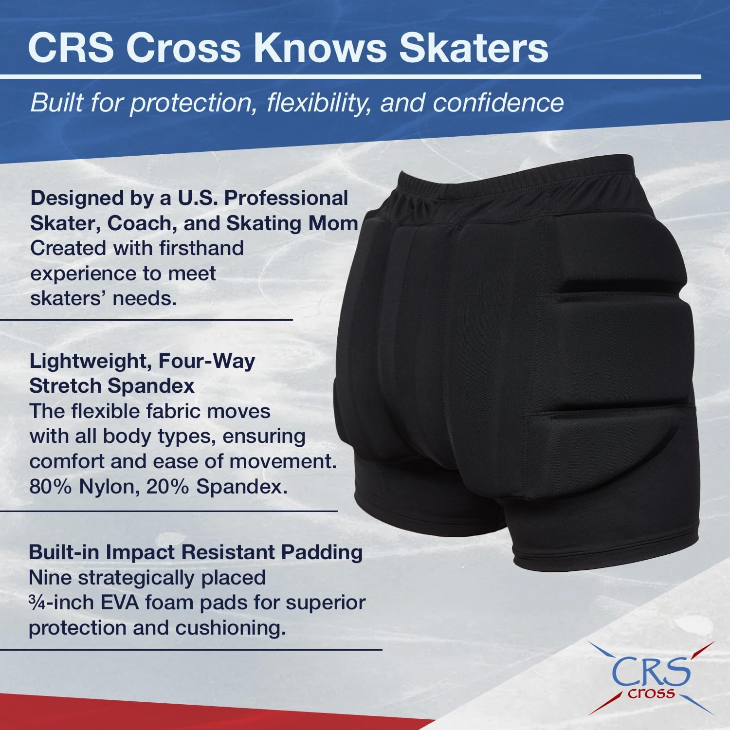 CRS Cross Padded Figure Skating Shorts. Crash Pad Pants for Hip \/...