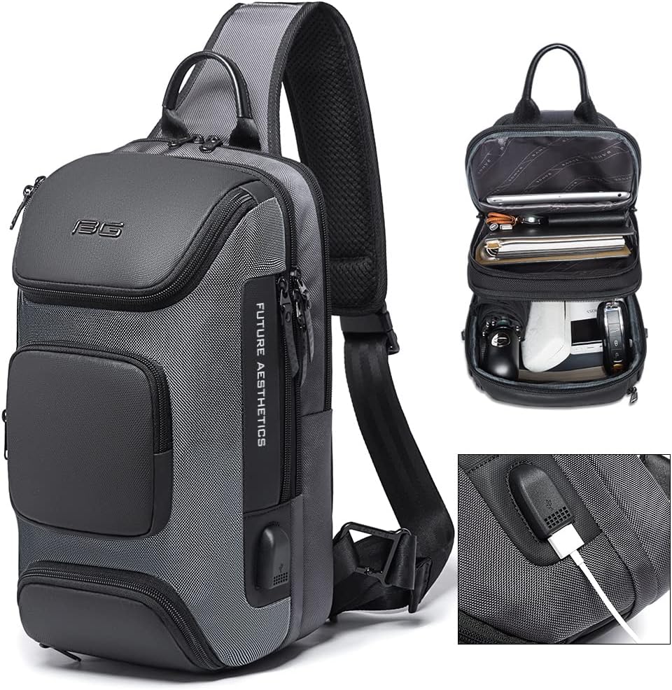 BANGE Bolso bandolera, bolso de hombro impermeable para hombres, bo...