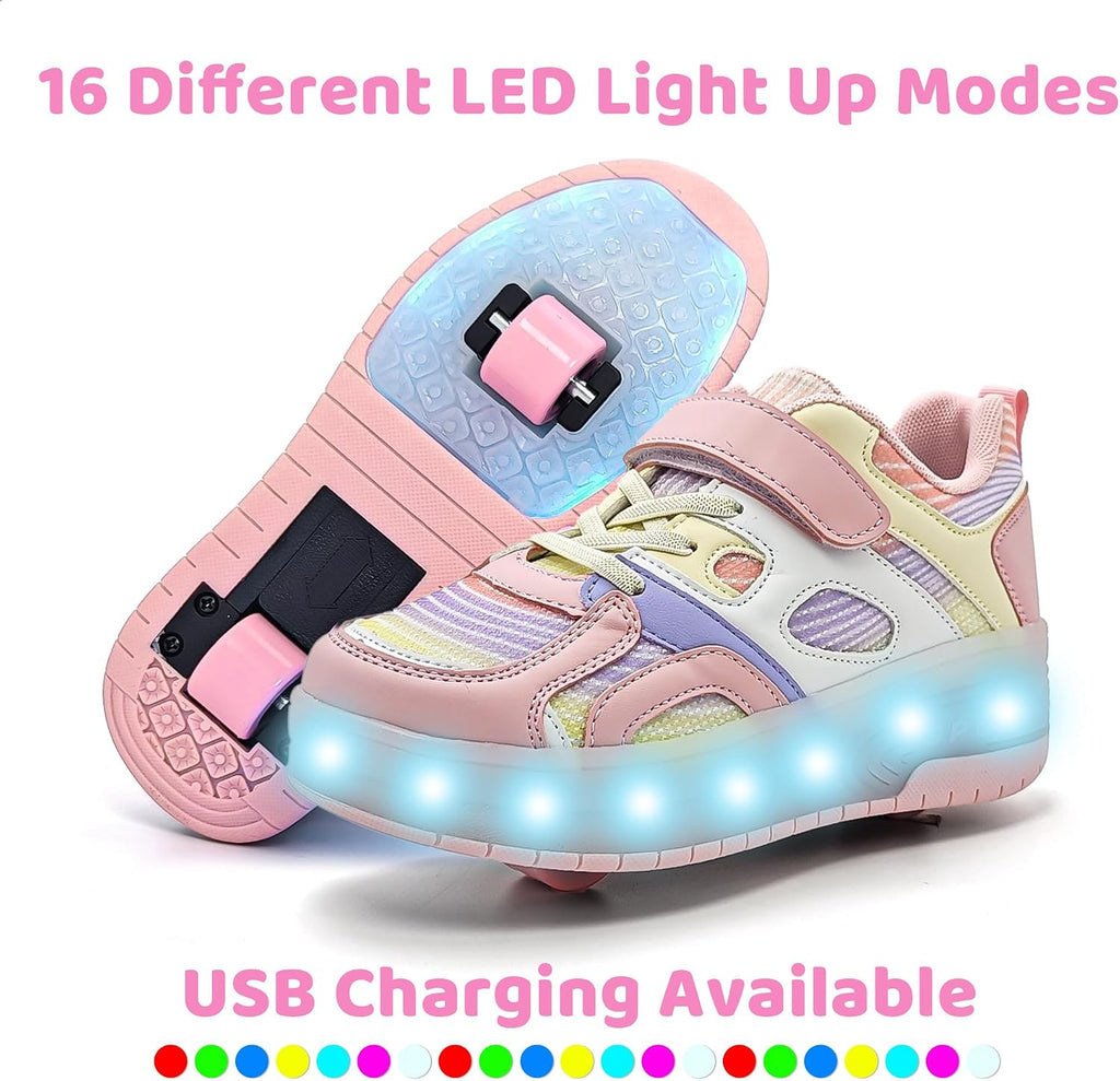 Umerigo Zapatos de patinaje a la moda para niños y niñas, tenis ret...