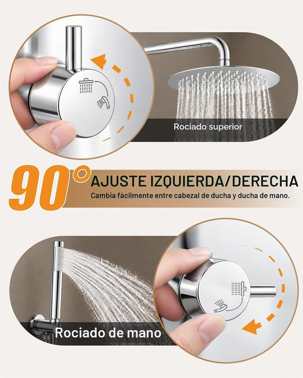 gotonovo Sistema de ducha de lluvia redondo de 10 pulgadas, mezclad...