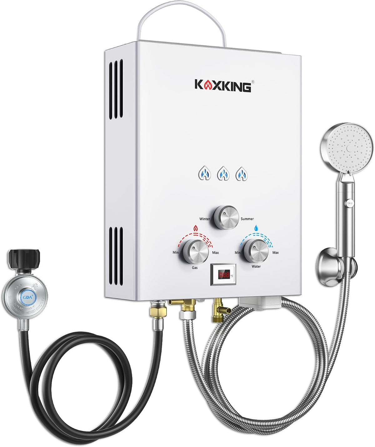 KOXKING Calentador de agua sin tanque de propano 6L, 1.58 GPM portá...