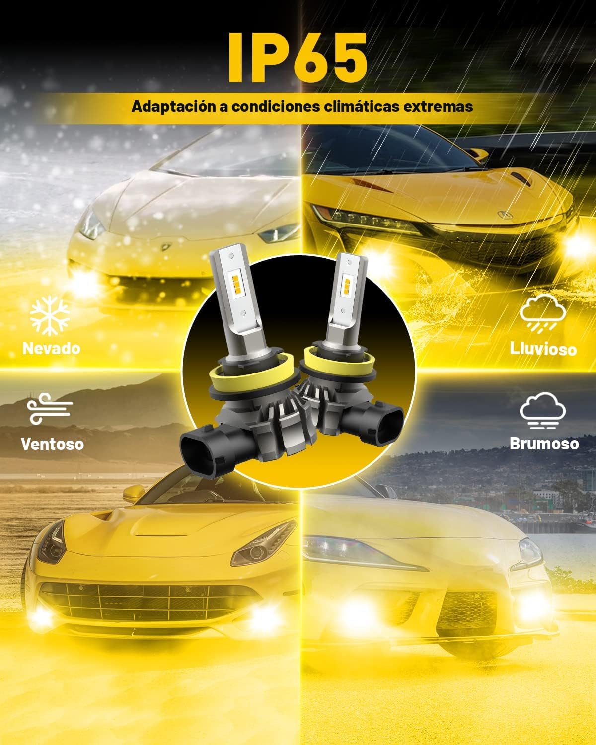AUXITO Bombillas LED antiniebla H11\/H8\/H16 o DRL, 6000 lúmenes, l...