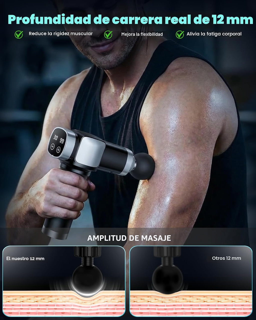 CAMEFER Pistola de masaje de tejido profundo, masajeador muscular e...