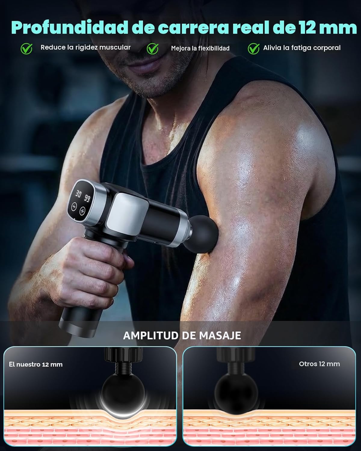 CAMEFER Pistola de masaje de tejido profundo, masajeador muscular e...