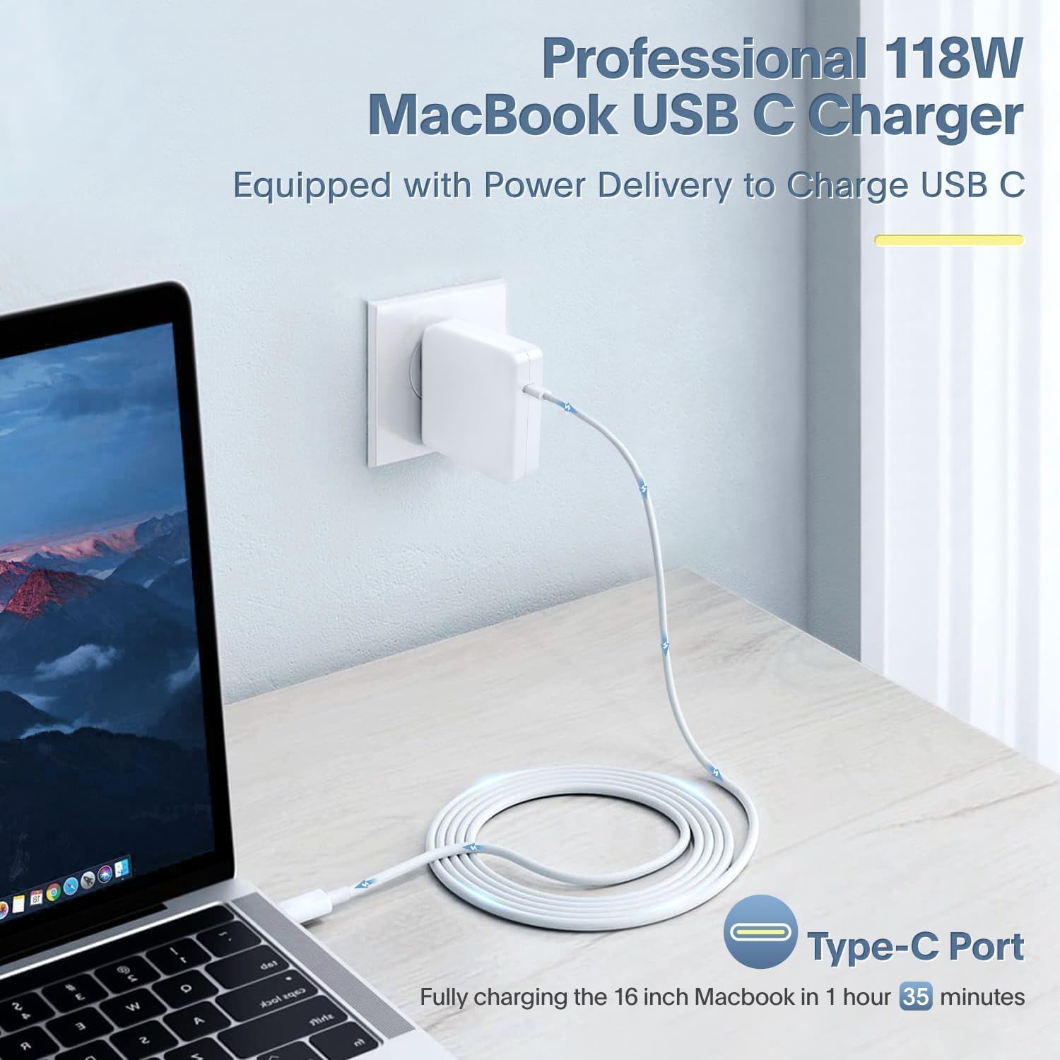 Cargador Mac Book Pro - Adaptador de corriente de cargador rápido U...