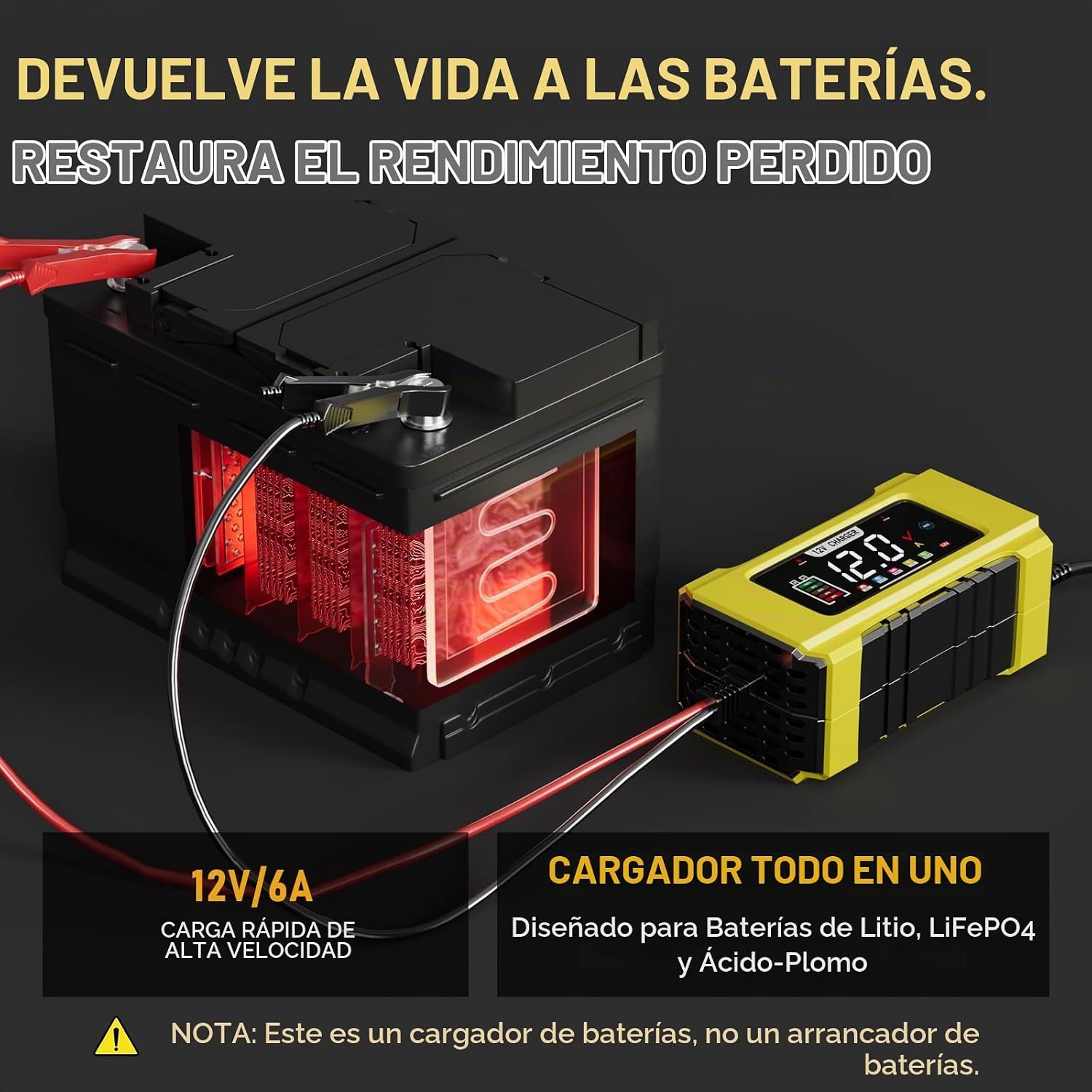 Cargador automático de batería de coche \u2013 12V 0-6A cargador in...