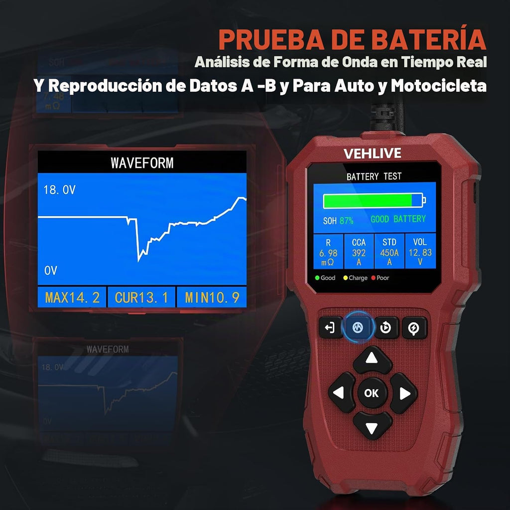 BT911 5-3000CCA - Probador de batería de automóvil de 6 V, 12 V y 2...