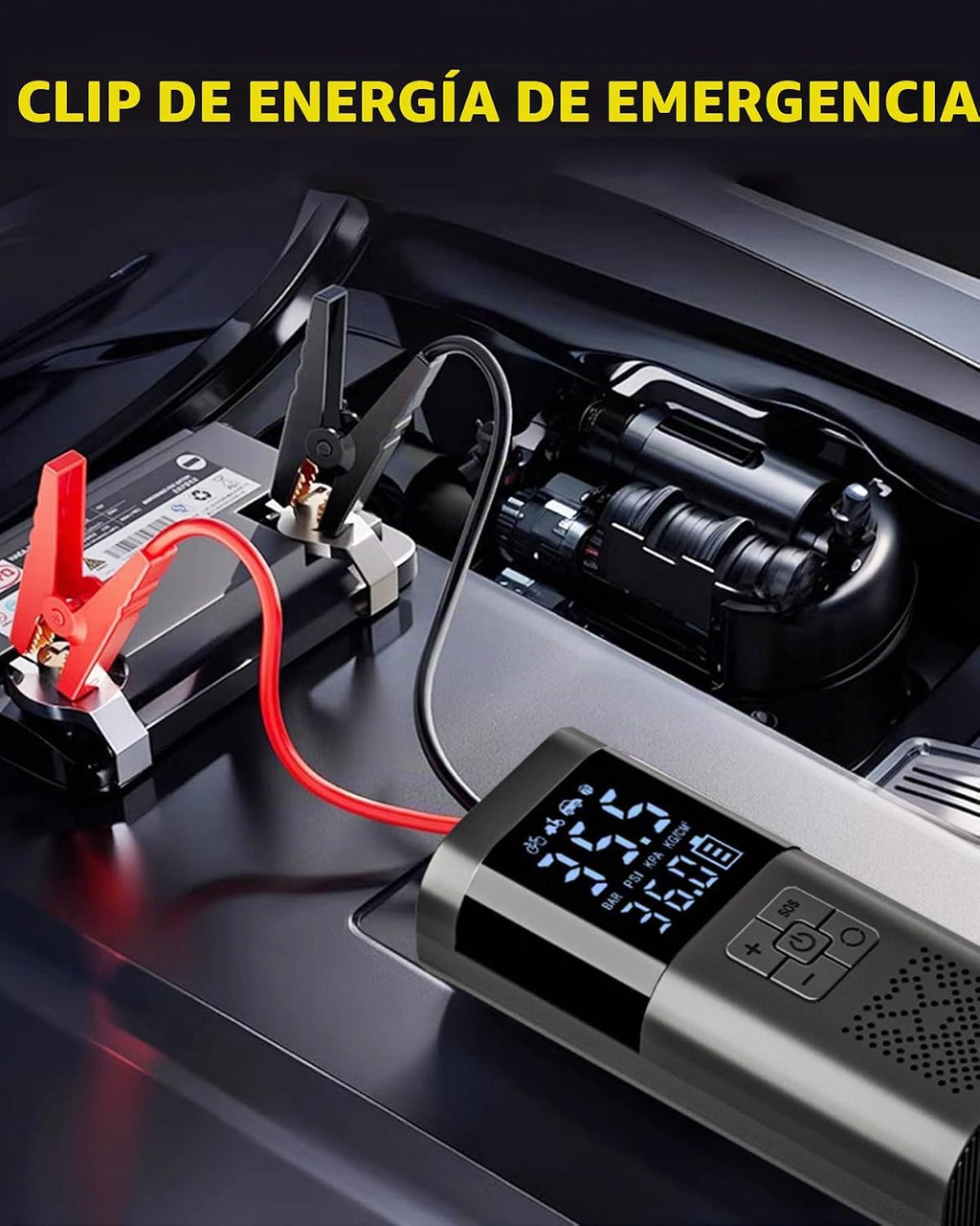 Arrancador de batería de coche de 12 V con cargador rápido de 65 W,...