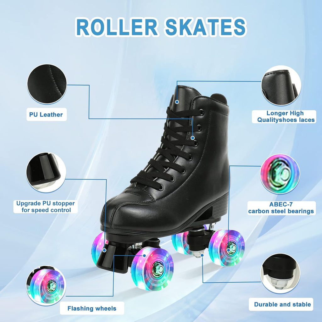 Jessie - Patines de piel sintética ajustables de cuatro ruedas de a...