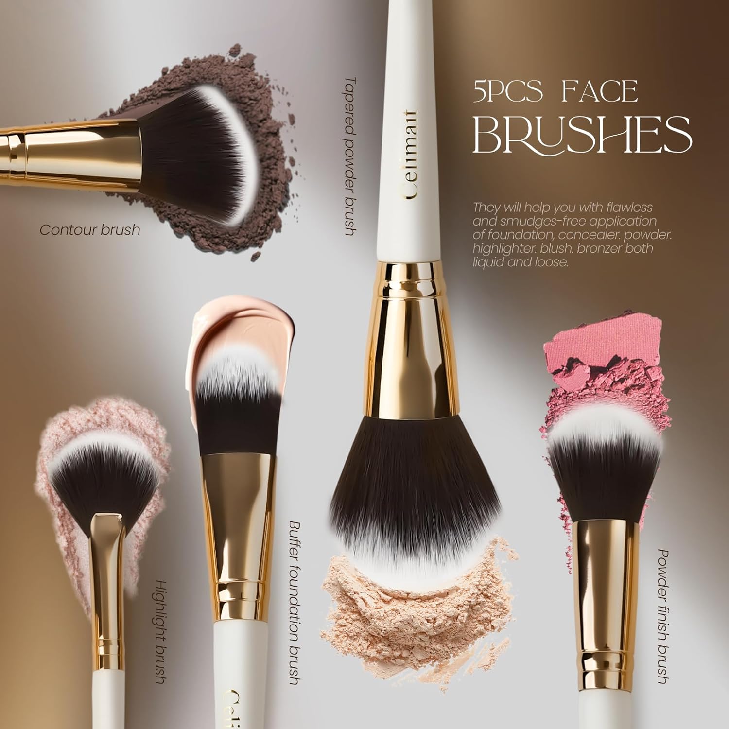 Juego de 12 brochas de maquillaje, aptas para profesionales y princ...