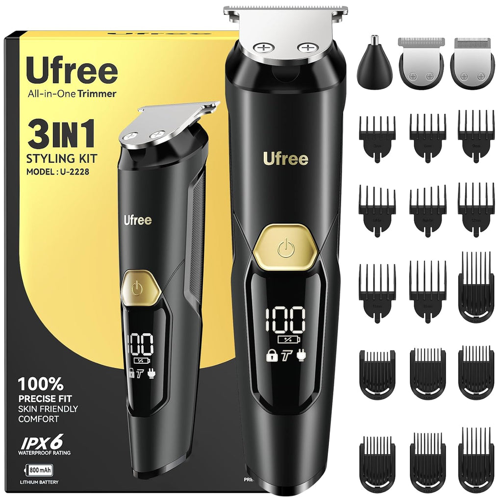 Ufree Recortadora de barba 3 en 1 para hombres, afeitadora eléctric...