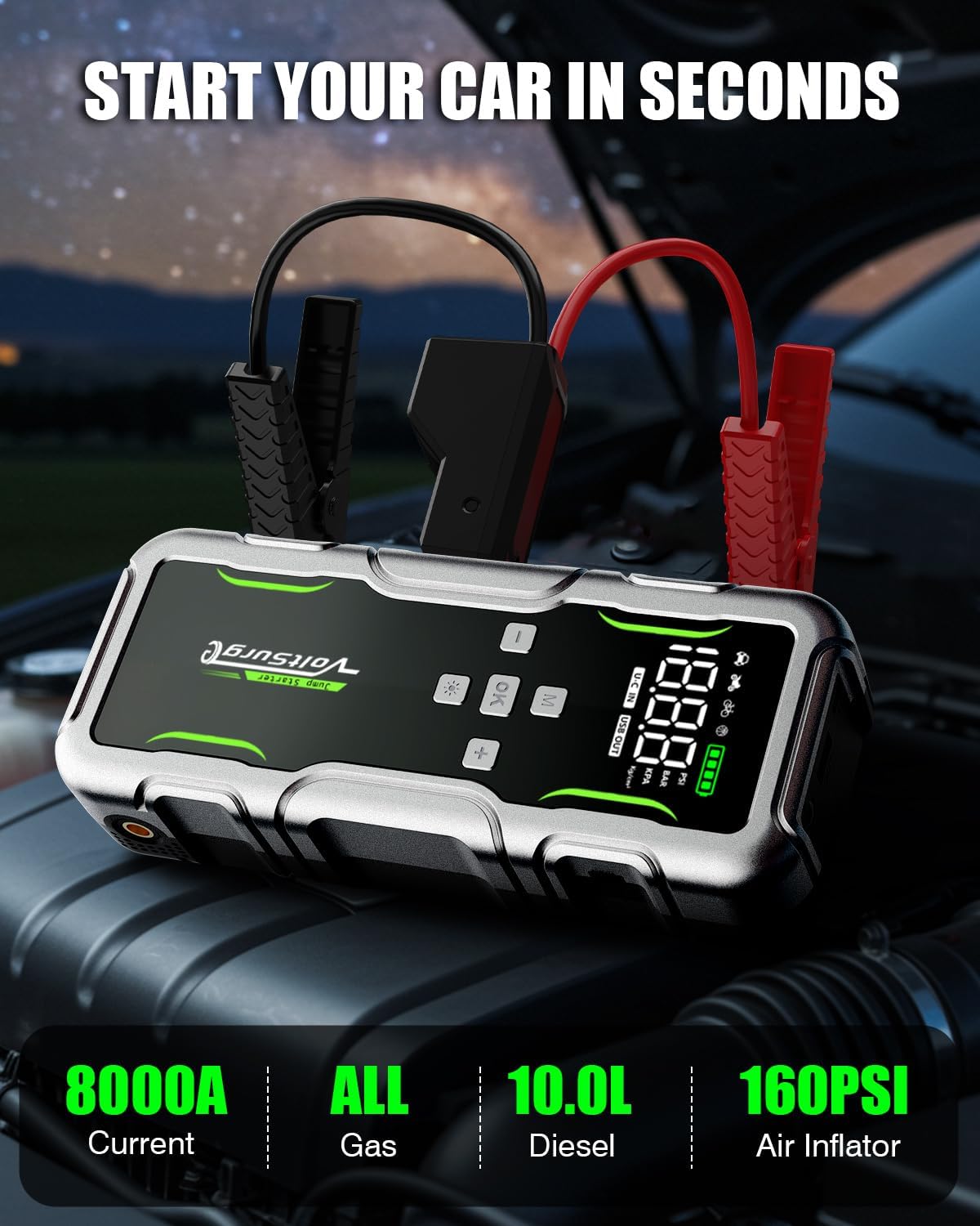 Arrancador de salto de 8000 A con compresor de aire, paquete de arr...