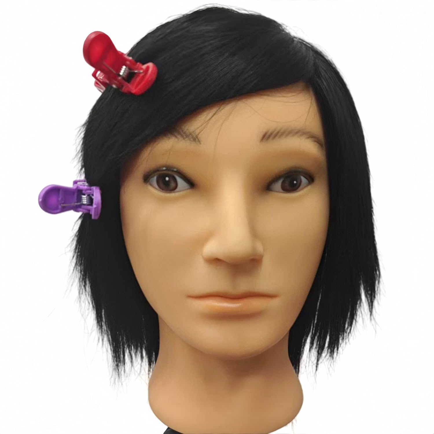 Yiifiulyn Cabeza de maniquí con cabello humano 100% real, cabeza de...