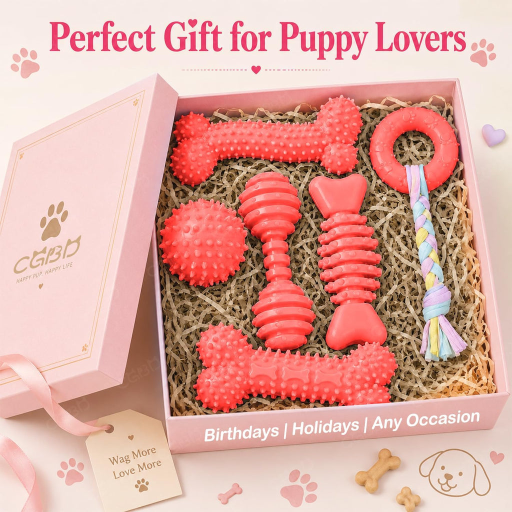 CGBD Paquete de 6 juguetes masticables rojos para perros, juguetes...