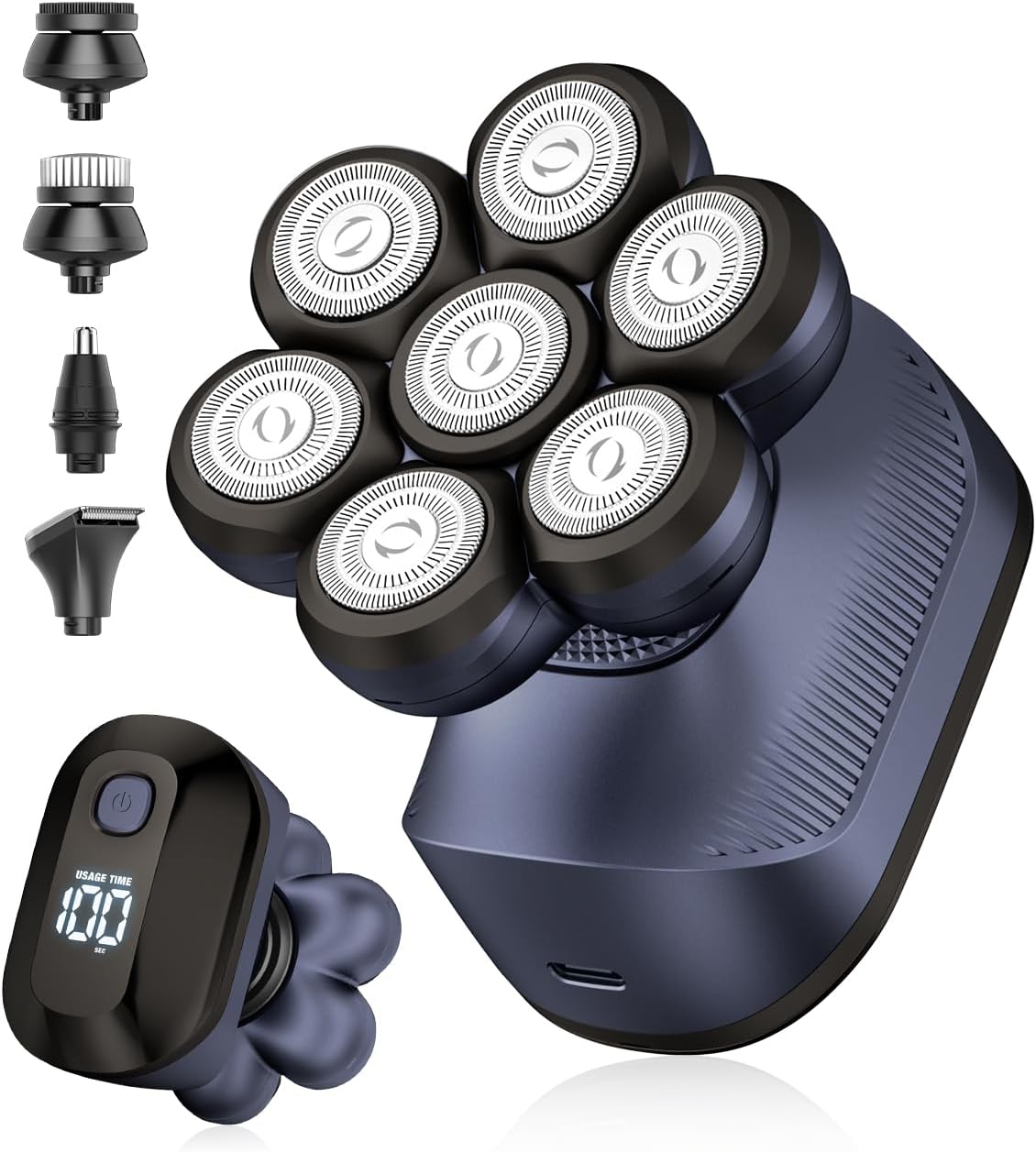 TEPOTZ Afeitadoras eléctricas 7D para cabeza calva, maquinilla de a...