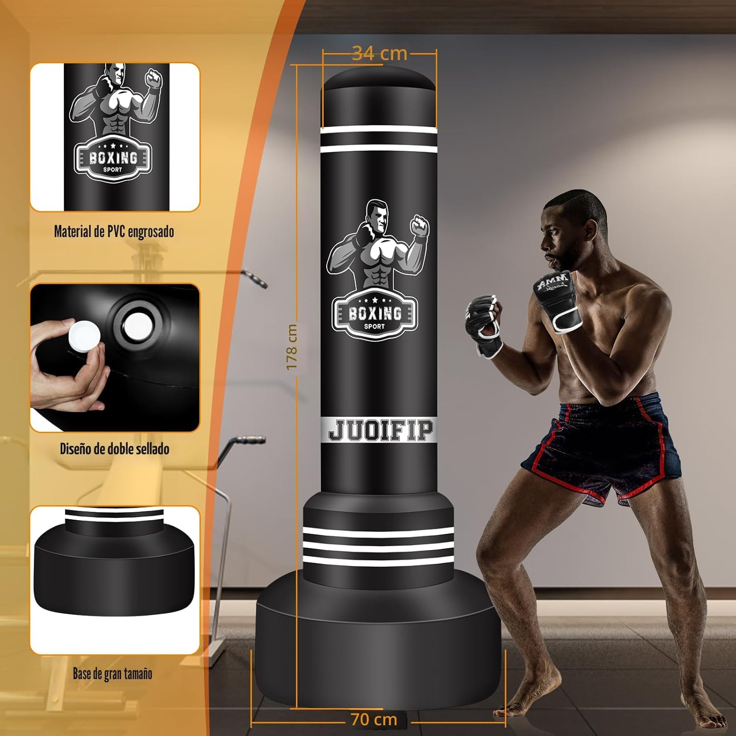 Saco de boxeo independiente para adultos, saco de boxeo de 70 pulga...