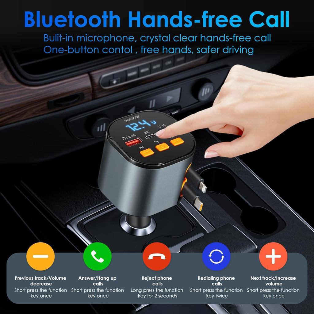 Cargador retráctil para coche, cargador de teléfono para coches ráp...