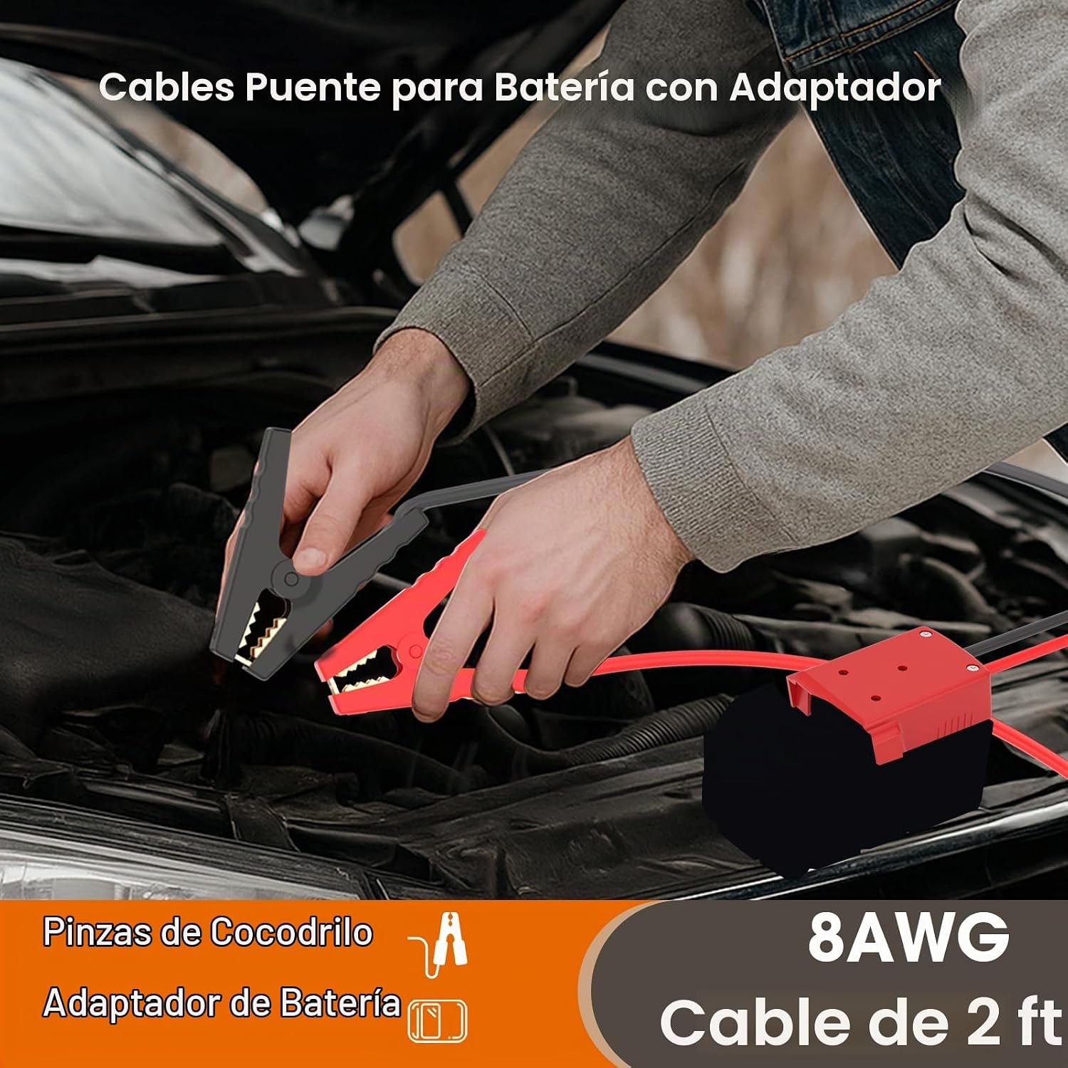 Mayspare Cables de puente para auto con adaptador compatible con ba...