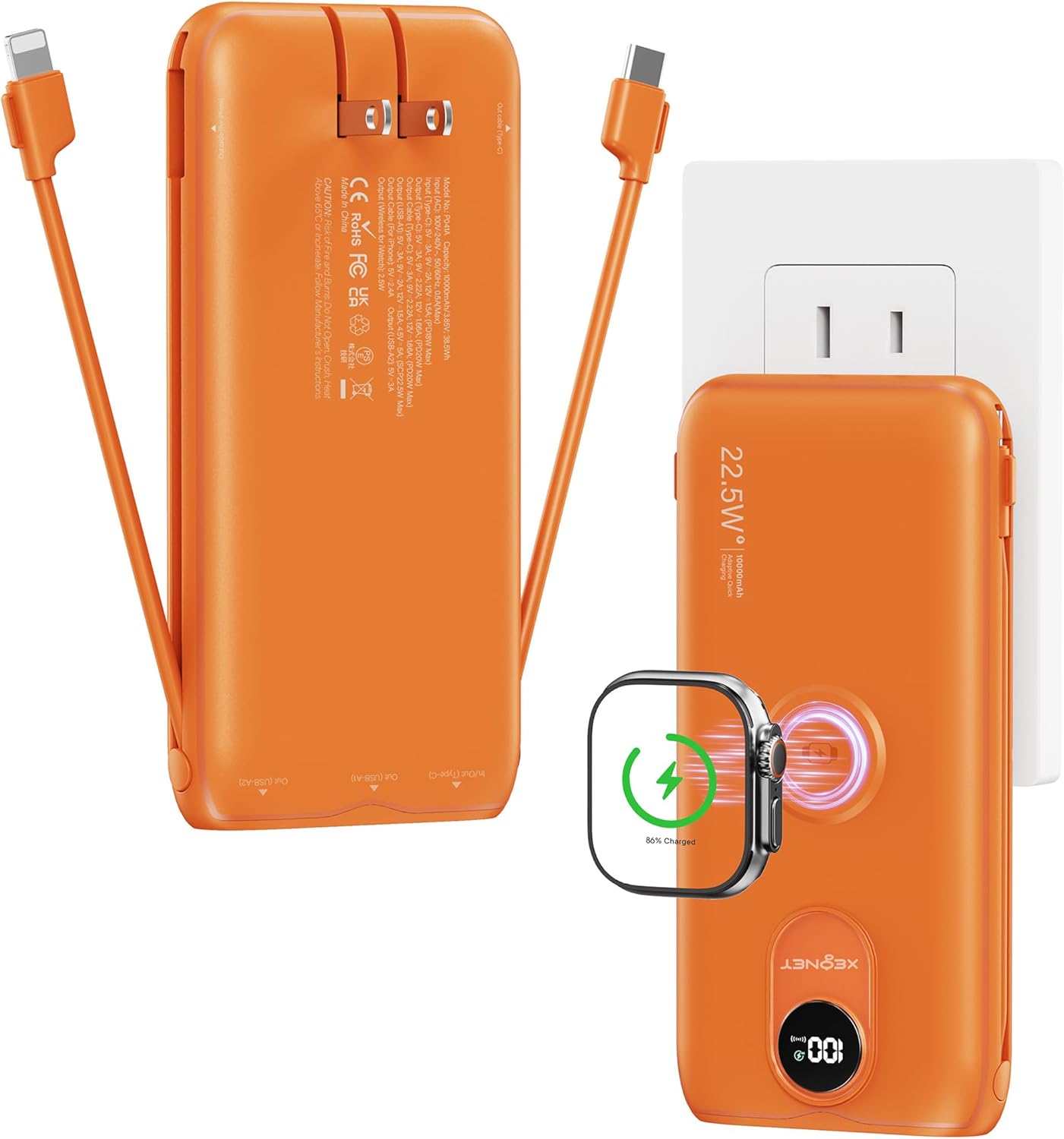 Cargador Portátil XEGNER 10000mAh 20W, Enchufe de Pared, 2 Cables,...