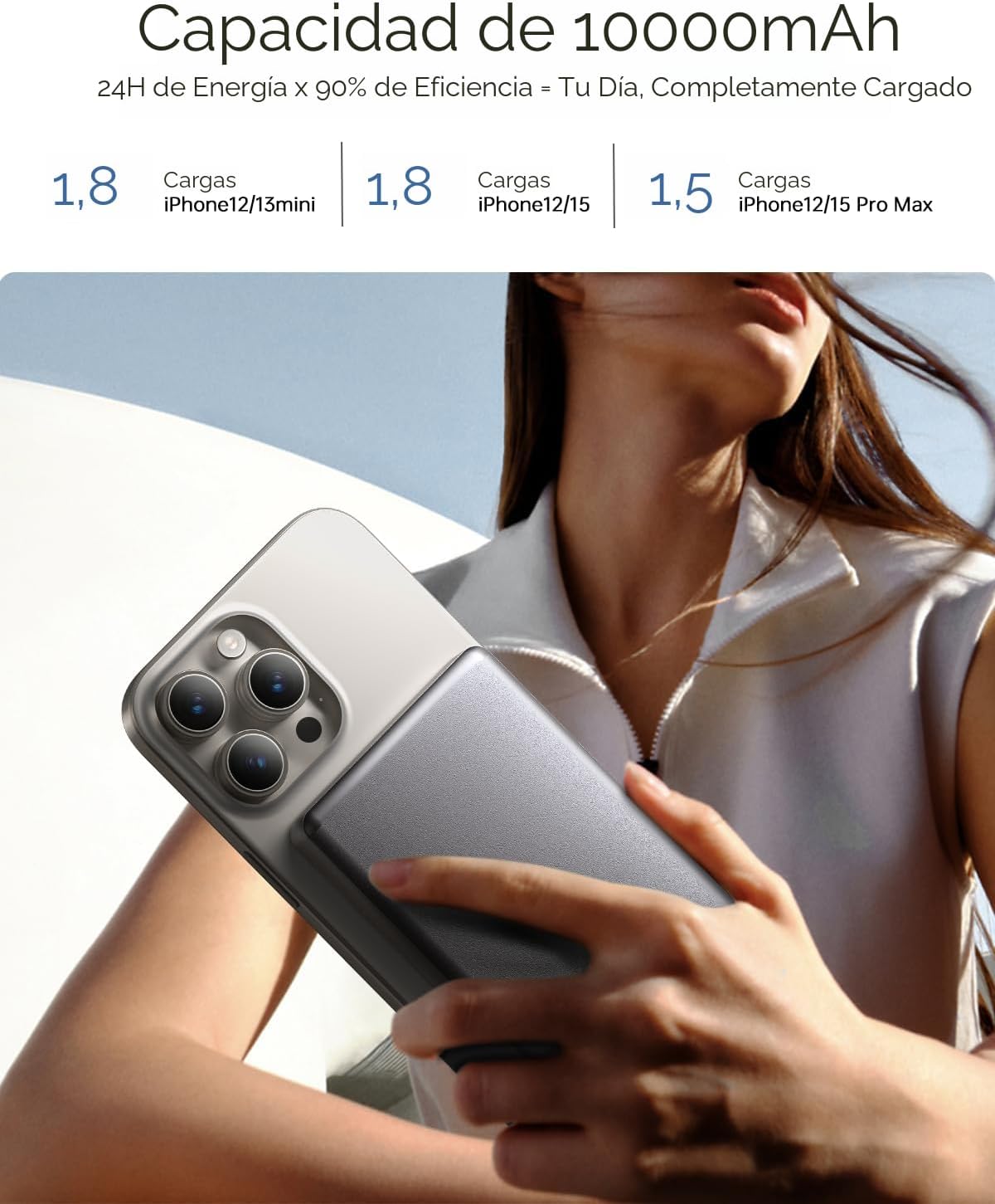 ULiXWH 10,000 mAh para cargador de batería MagSafe ultra delgado, c...