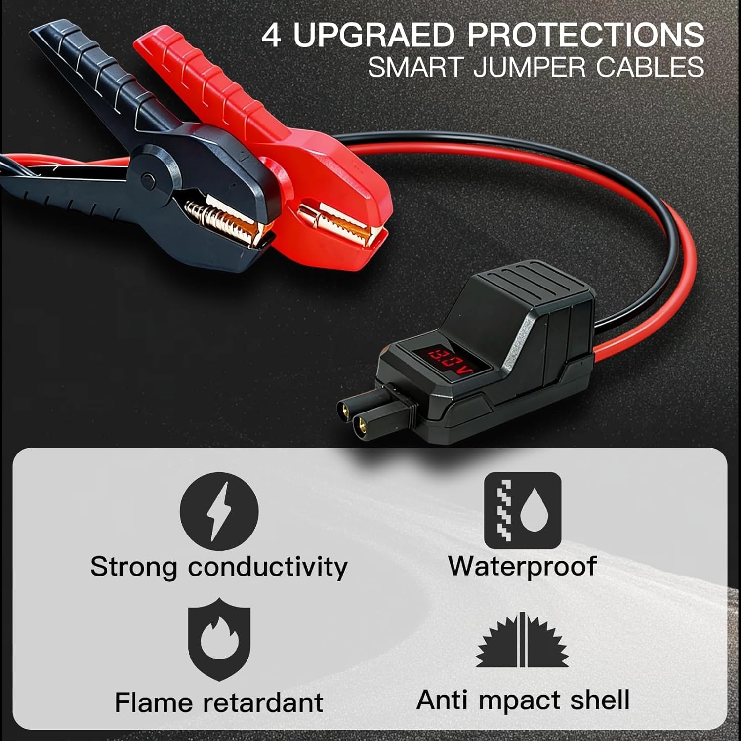 MEGAWISE - Abrazaderas de arranque de 12 V, cables de refuerzo inte...