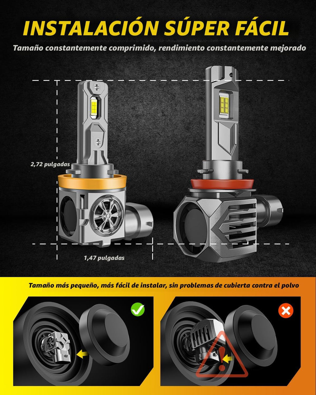 Termitor Bombillas H11+9005 de luz alta\/baja, 150,000LM 1500% bomb...