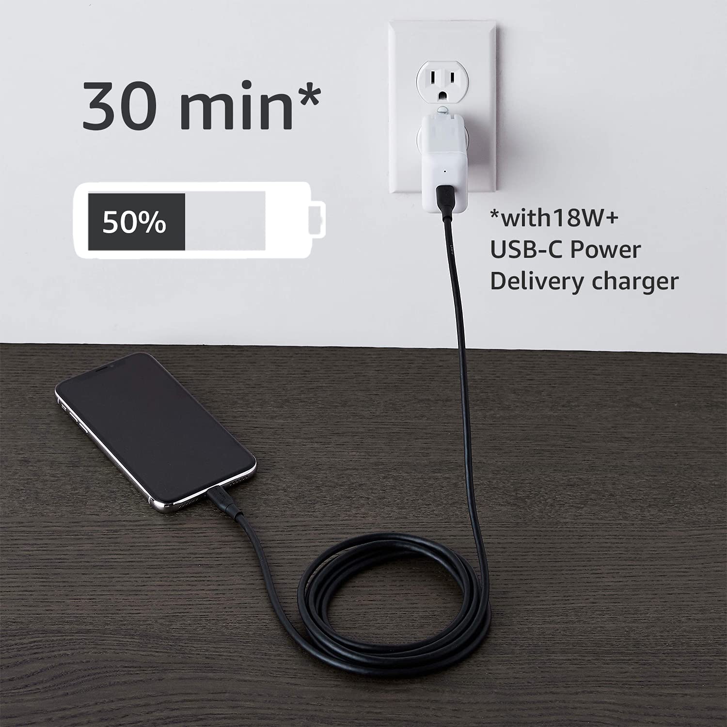 Amazon Basics Cable de carga USB-C a Lightning ABS, cargador certif...