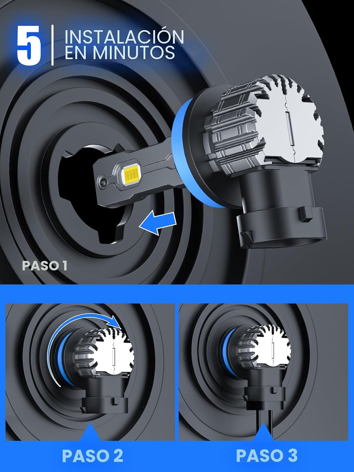 FTEVAR H11+9005 bombillas LED combo, 6000K blanco frío sin ventilad...