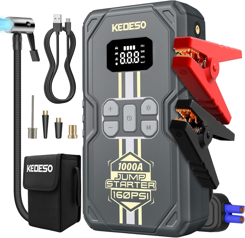 Arrancador de batería para automóvil con compresor de aire 160PSI,...