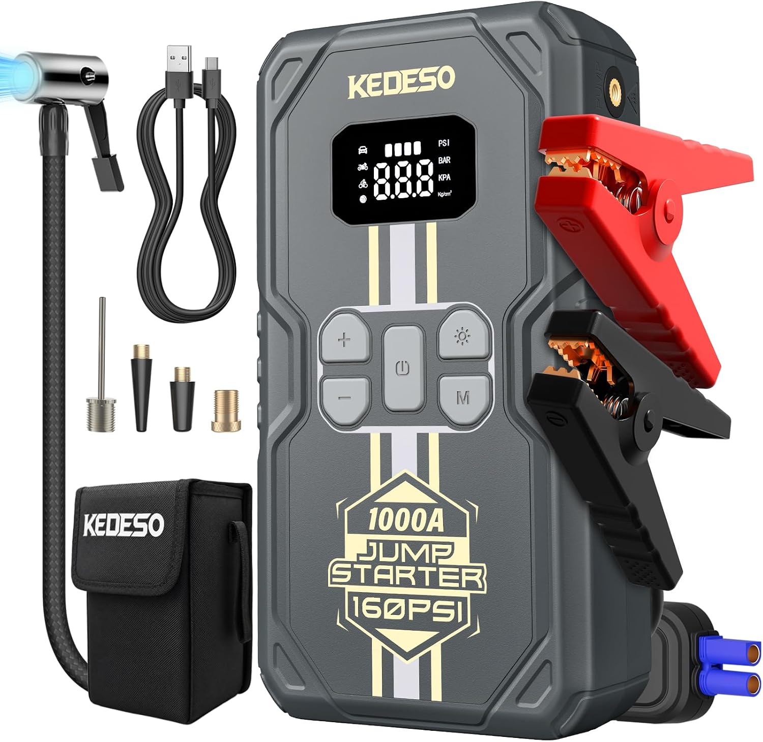 Arrancador de batería para automóvil con compresor de aire 160PSI,...