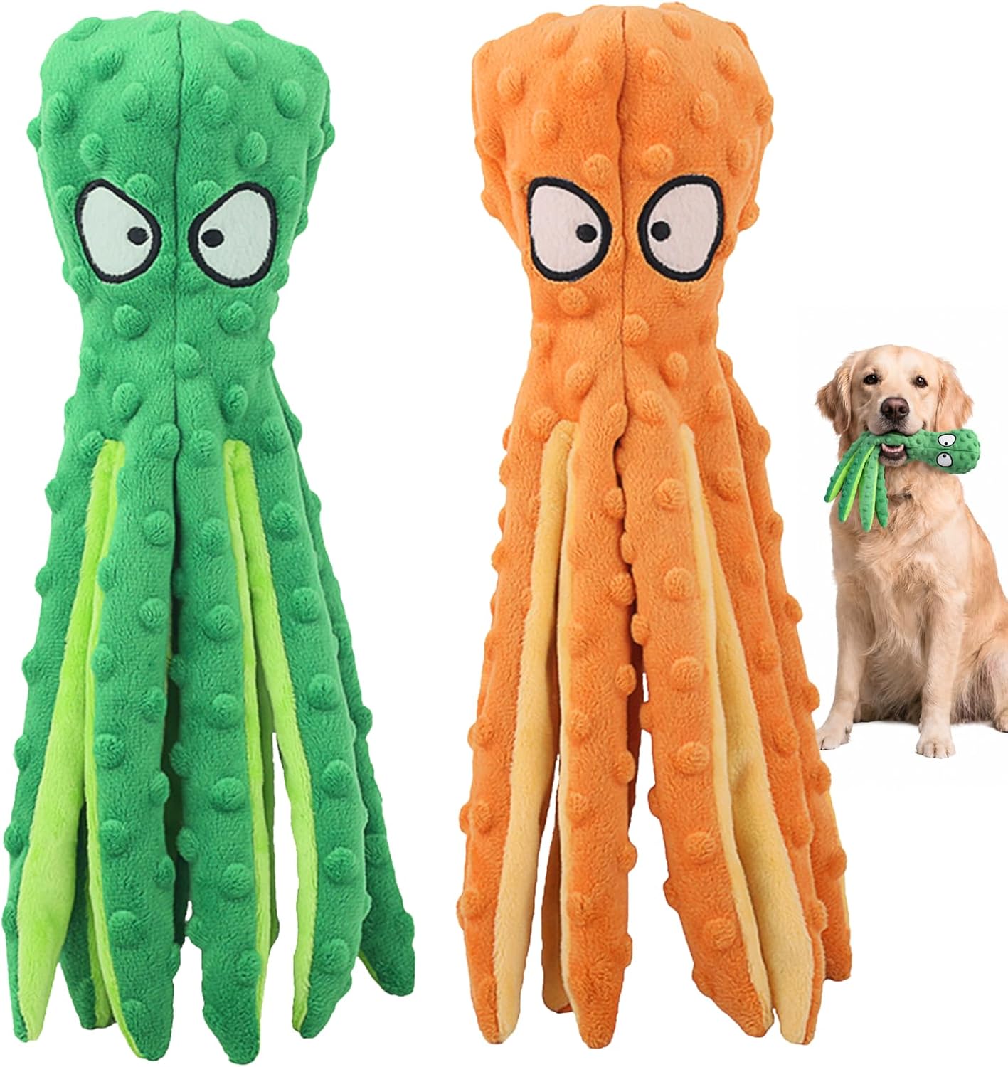 HGB Juguetes chirriantes para perros, pulpo sin relleno, juguetes g...