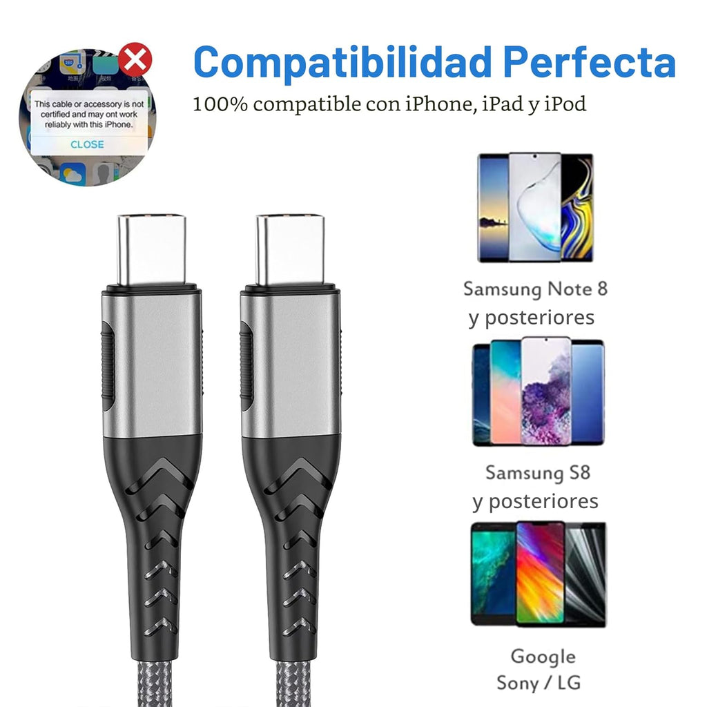 Durcord 2Pack 10 pies Cable Cargador USB C - Carga Rápida 100W para...